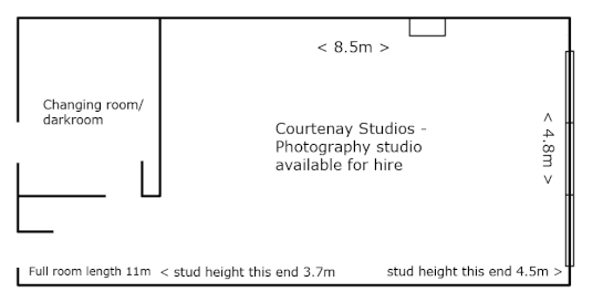 photography studio hire, courtenay studios, 37 courtenay place, wellington, plan of studio, evnts space for hire, natural lightPicture
