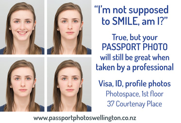 Have your passport photo taken by professional photographer in Wellington,print ad for passport photos, James Gilberd Photography, Photospace, 37 Coutenay Place, Wellington, new Zealand